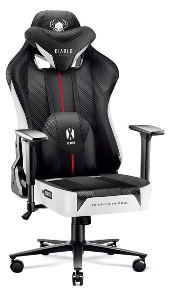 Scaun Gaming Diablo X-Player 2.0 Din Material King Size: Alb-Negru