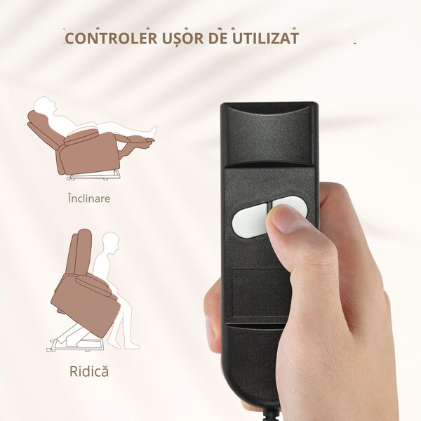 HOMCOM Fotoliu de Relaxare Electric cu 2 Telecomenzi, Suport pentru Picioare și 8 Puncte de Masaj, 74,5x87,5x110 cm, Maro | Aosom Romania