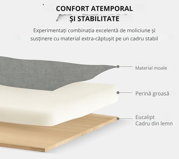 HOMCOM Canapea cu 2 Locuri, Brațe, Compartiment de Depozitare și 2 Perne, 140x72x82 cm, Gri | Aosom Romania