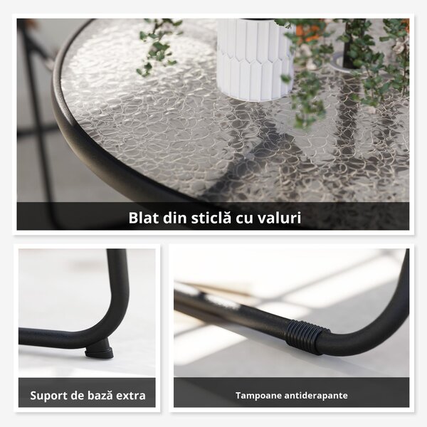 Outsunny Set de Mobilier de Grădină din 6 Piese cu Umbrelă de Soare, Masă și Scaune Pliante, Ф80x70 cm, Gri | Aosom Romania