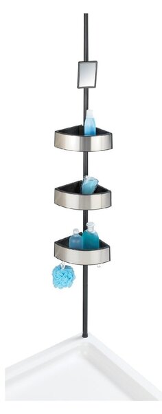 Raft telescopic pentru duș Wenko Prea Silver/Black, 27 x 20 cm