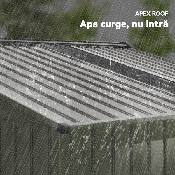Outsunny Magazie de Grădină 4,9 m² 277x195x192 cm cu 2 Uși Culisante, Acoperiș Înclinat și 4 Grile de Ventilație, Gri Argintiu | Aosom Romania