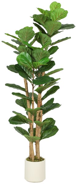 HOMCOM Plantă Artificială Ficus Lyrata 150 cm - Verde | Aosom Romania