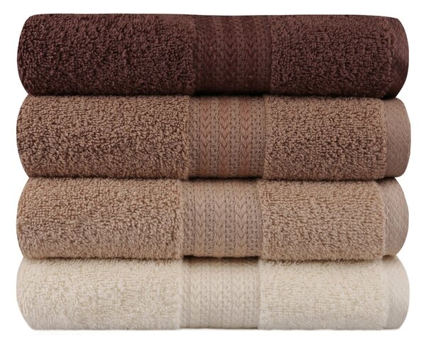 Set prosoape de mana 4 bucati, Chic Finish, UnicUtil, Maro, Cream