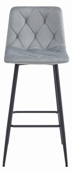 Scaun de bar gri NADO VELVET cu picioare negre
