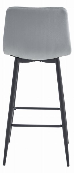 Scaun de bar gri NADO VELVET cu picioare negre