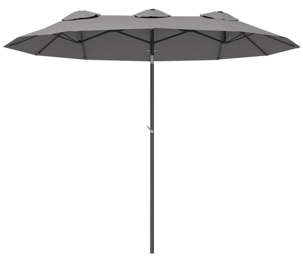 Outsunny Umbrelă de Grădină Dublă Înclinabilă la 45° cu Manivelă si 3 Orificii de Ventilație, 295x152x222 cm, Gri | Aosom Romania