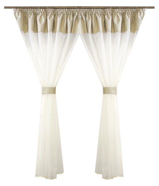 Perdea Velaria bamboo ivoire si tafta bej, 380x170 cm