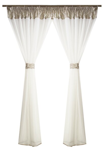 Perdea Velariain easy ivoire si tafta bej, 300x185 cm
