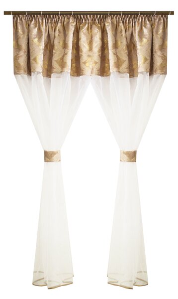 Perdea Velaria organza alba si tafta bej, 260x155 cm