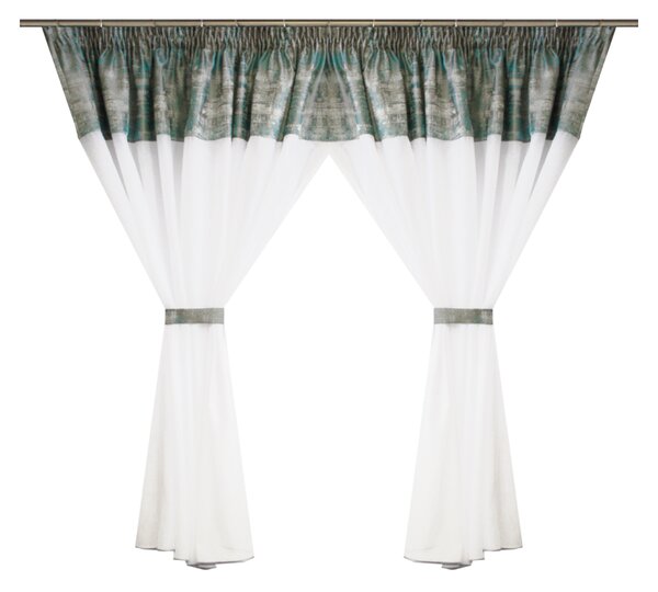 Perdea Velaria in easy alb cu turcoaz, 450x150 cm