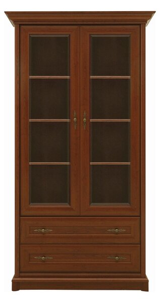 Vitrina pentru living KENT, castan, PAL/sticla securizata, 110x43x205