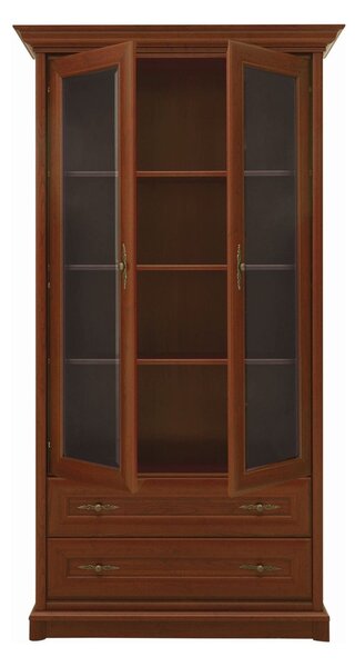 Vitrina pentru living KENT, castan, PAL/sticla securizata, 110x43x205