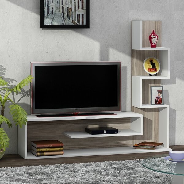 Biblioteca/Living UnicUtil cu rafturi pe 4 niveluri 149,5x120,8x29,5 cm, Alb