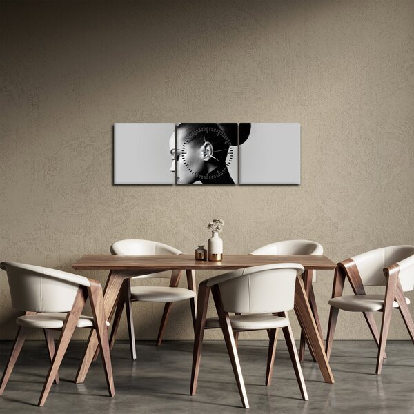 Tablou - Profilui femeii frumoase (cu ceas) (90x30 cm)