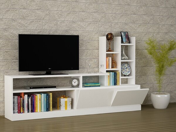 Biblioteca Living UnicUtil,164 x 25 x 91 cm, Alb, front PAL