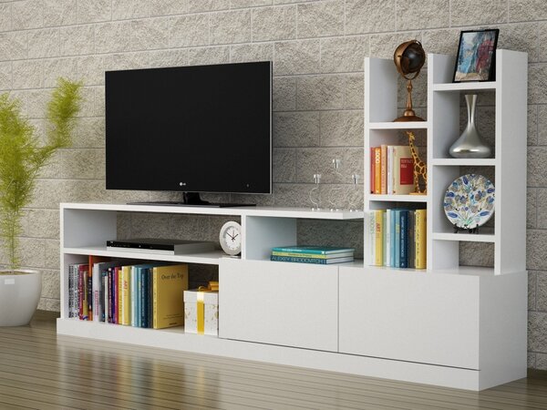 Biblioteca Living UnicUtil,164 x 25 x 91 cm, Alb, front PAL