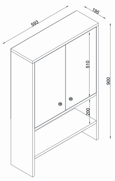 Dulap Organizator pentru Baie UnicUtil, 59 x 20 x 90 cm, Alb