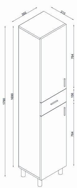 Dulap Organizator pentru Baie/Bucatarie UnicUtil, 35 x 32 x 179 cm, Alb
