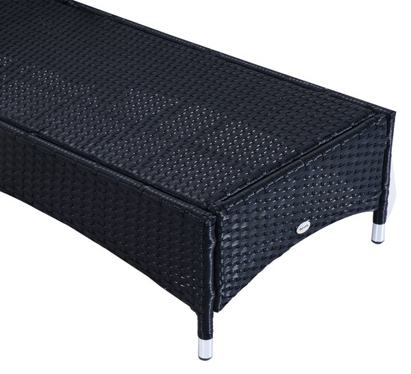 Outsunny Set Mobilier de Grădină din Ratan Negru cu Măsuță și 2 Șezlonguri Exterior cu Saltele Captușite Confortabile 200x73x103cm | Aosom Romania
