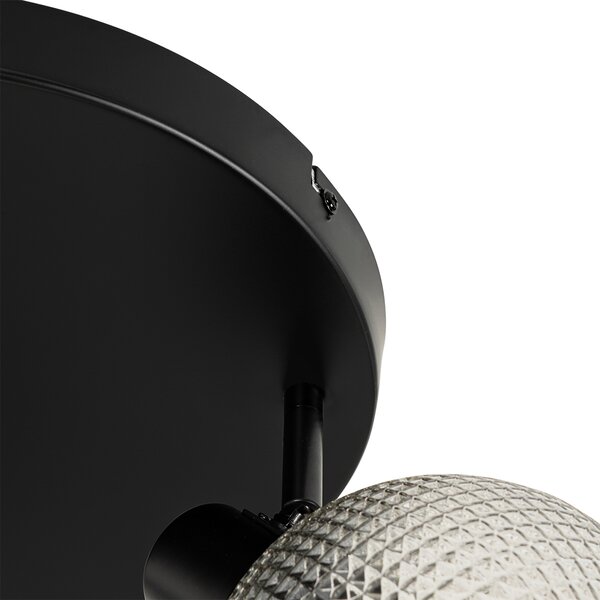 Spotlight de design negru cu sticlă fumurie 3 lumini rotund - Chico