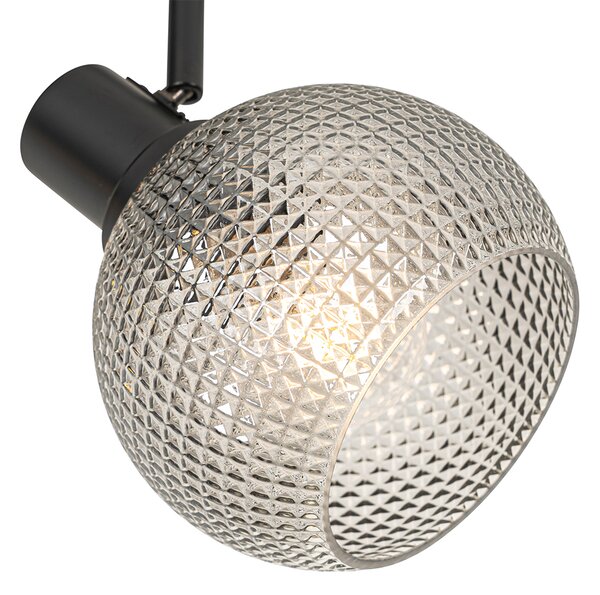 Spotlight de design negru cu sticlă fumurie cu 2 lumini - Chico