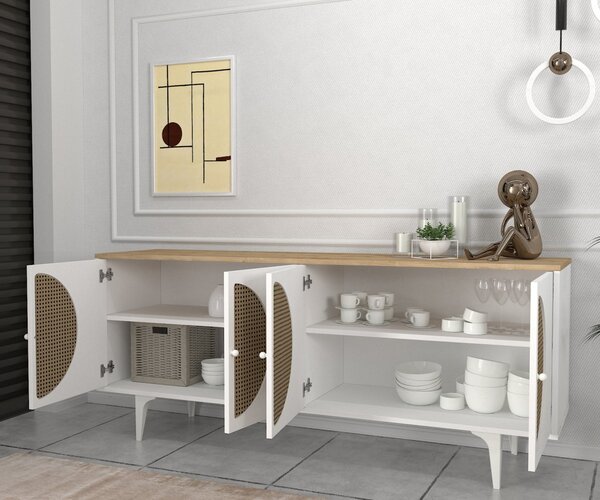 Comoda Elegant Harmony, 180 x 45 x 75, Alb-Natur, UUCOM02, UnicUtil