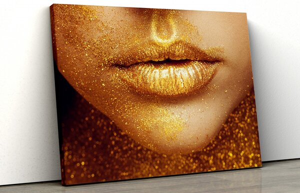 Tablou canvas "face gold lips"