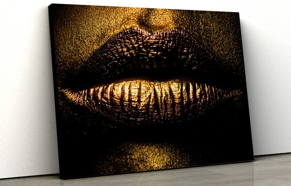 Tablou canvas "black gold lips"
