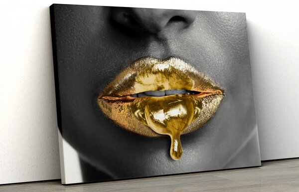 Tablou canvas "golden lips"