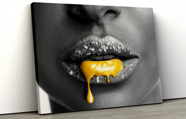 Tablou canvas "B&W gold lips"