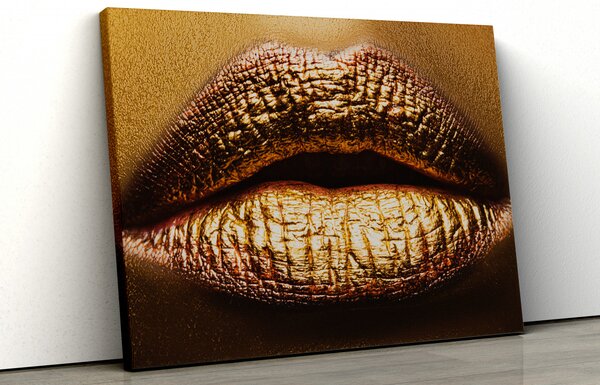 Tablou canvas "gold lips 2"