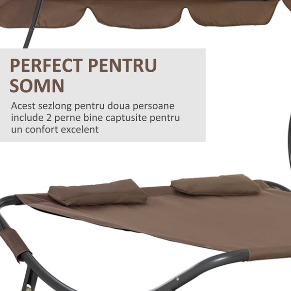 Pat Matrimonial 2 Locuri pentru Plaja Outsunny, 200x170 x134cm Maro | Aosom Romania