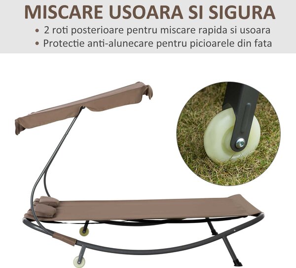 Pat Matrimonial 2 Locuri pentru Plaja Outsunny, 200x170 x134cm Maro | Aosom Romania