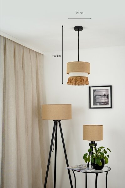 Brilagi - Candelabru pe cablu WINNETOU BOHO 1xE27/15W/230V pr. 25 cm maro/crem