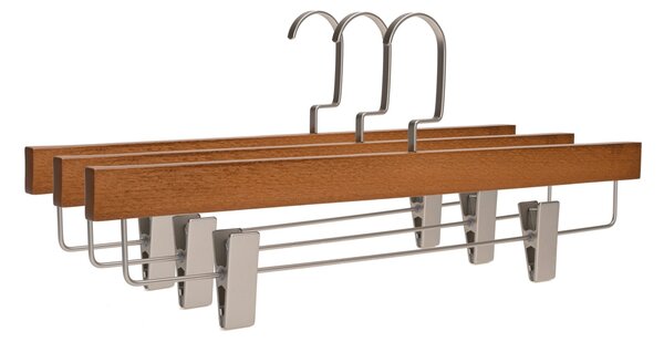 Umerașe Pantaloni din Lemn cu Clipsuri Metalice, Wood Grip, Maro, UUUM64, 1 bucata