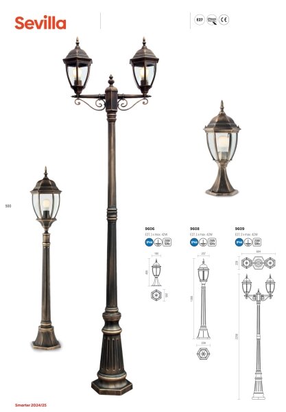 Lampă de exterior Redo 9608 SEVILLA 1xE27/42W/230V IP44 auriu/patină