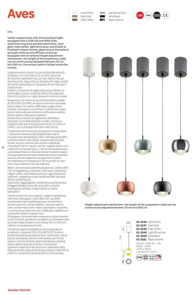 Lustră LED pe cablu Redo 01-3549 AVES LED/12W/230V CRI 90 gri