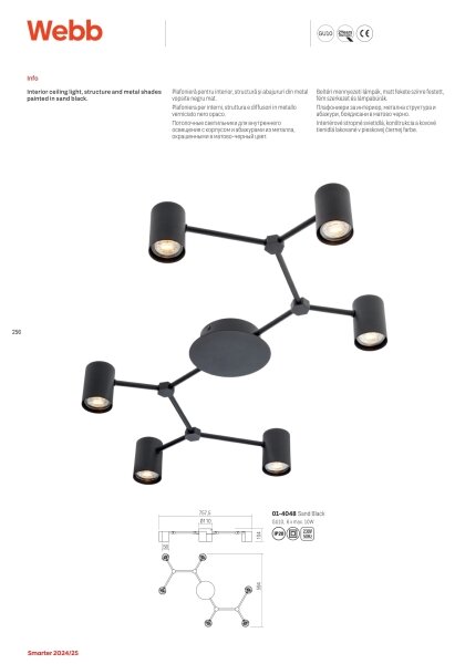 Spot Redo 01-4048 WEBB 6xGU10/10W/230V negru