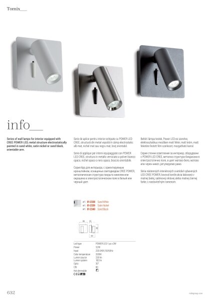 Spot LED de perete Redo 01-2338 TOMIX LED/3,2W/230V alb