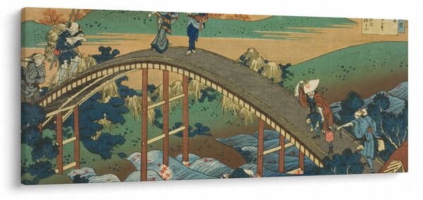Tablou - Katsushika Hokusai, Ariwara no Narihirafrom the series One Hundred, Poems Explained by the Nurse (Hyakunin isshu uba ga etoki), reproducere (120x50 cm)