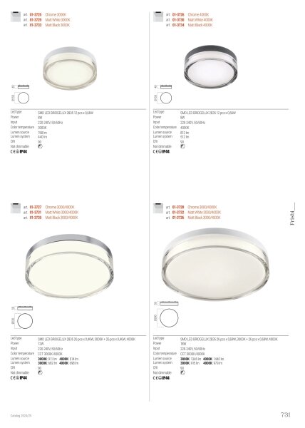 Plafonieră LED Redo 01-3725 FRISBI LED/8W/230V IP44 crom