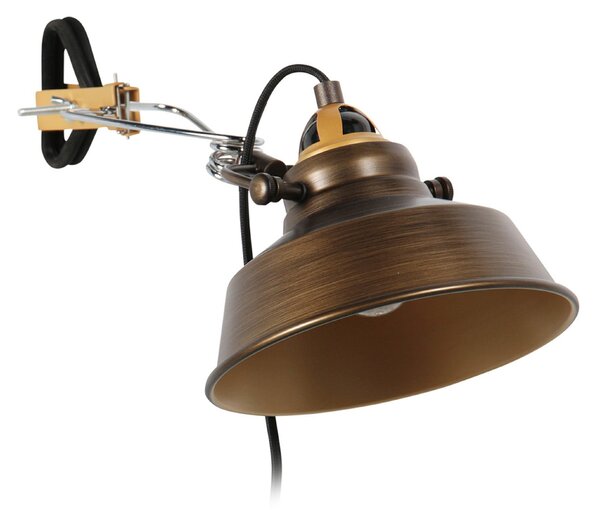 Mexlite Aplică de perete Nove, bronz, metal, cablu, priză, E27, Bronz / Alamă Veche, Camera de zi / sufragerie, Metal, Design industrial
