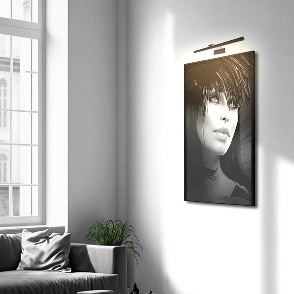 Steinhauer Aplică de perete LED Litho, negru, metal, CCT, lățime 60 cm, reglabil, Negru, Camera de zi / sufragerie, Metal, Perete unghiular