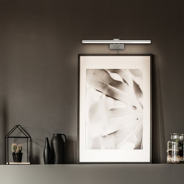 Steinhauer Aplică de perete LED Litho, oțel, metal, CCT, lățime 60 cm, reglabil, Metalic, Camera de zi / sufragerie, Metal, Perete unghiular