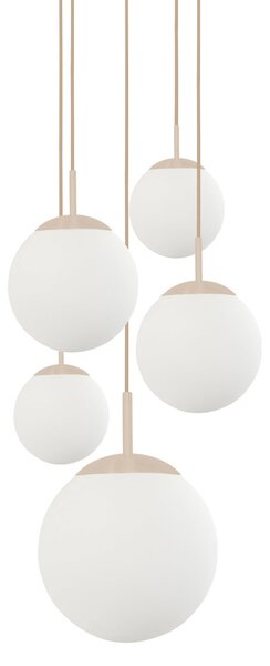 Steinhauer Lampa suspendată Bollique, crem/alb opal, sticlă, cu 5 becuri, reglabil, Bej, Camera de zi / sufragerie, Sticlă