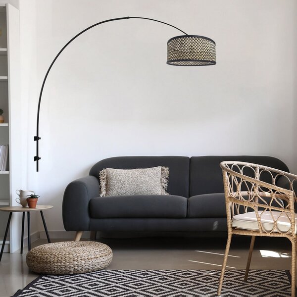 Steinhauer Aplică de perete Sparkled Light, negru/împletitură negru-lemn, Negru, Camera de zi / sufragerie, Metal