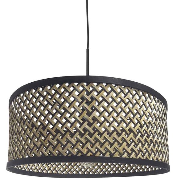 Steinhauer Lampă suspendată Sparkled Light, abajur împletit negru/lemn, reglabil, Negru, Camera de zi / sufragerie, Bamboo