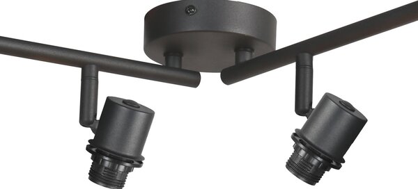 Mexlite Plafonieră Sumba, 4 becuri, negru, bambus natural/negru, E14, reglabil, Negru, Camera de zi / sufragerie, Metal