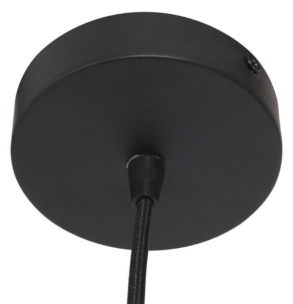 Steinhauer Lampă suspendată Sparkled Light 4477ZW, împletitură de bambus, Ø 60 cm, reglabil, Negru, Camera de zi / sufragerie, Bamboo